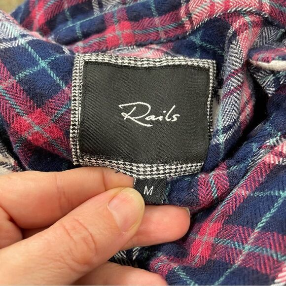 Rails Red Blue Maddox Plaid Flannel Button Down Top - Picture 9 of 11